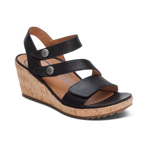 Madelyn Quarter Strap Wedge - Black