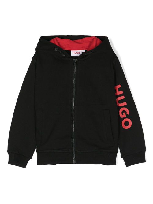 Logo-print hooded jacket - Black