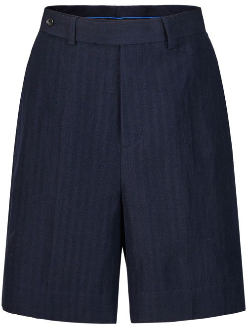 Herringbone embroidered shorts - Blue