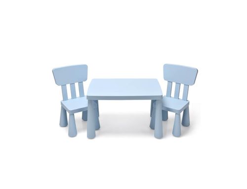 3 Pieces Toddler Multi Activity Play Dining Study Kids Table and Chair Set - Blue