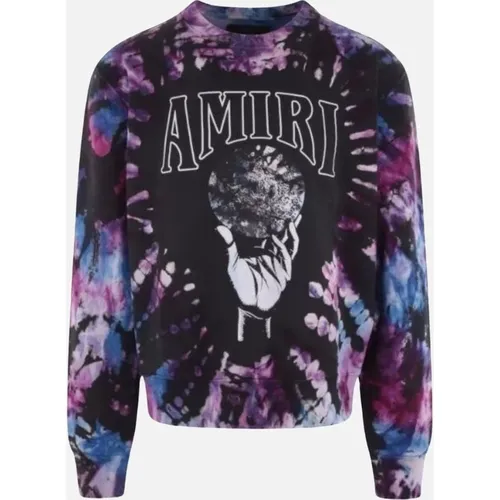 Men's Amiri Crystal Ball Tie-Dye Purple Sweatshirt - Size: 40/Regular