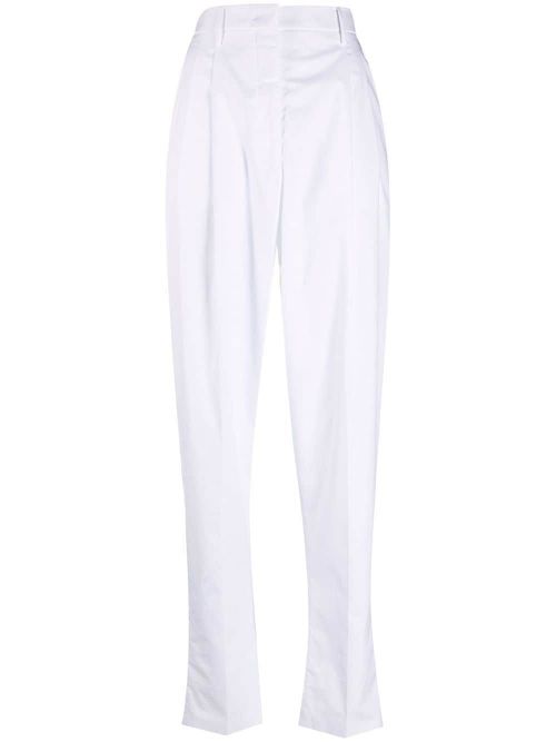 High-waisted tapered trousers - White