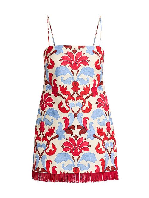 Women's Valencia Floral Cotton Poplin Shift Minidress - Fluer Crest Ivory
