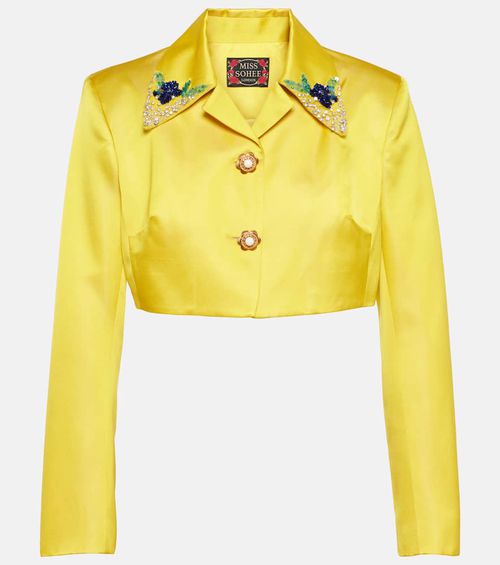 Embellished jacket and crop top set
