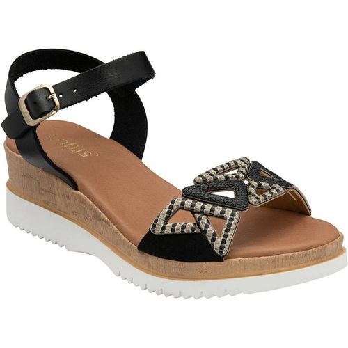 Lotus 'ariah' Leather Wedge Sandals In Black