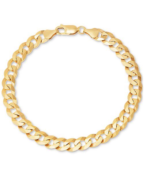 Men's Curb Link Chain Bracelet in 18k Gold-Plated Sterling Silver or Sterling Silver - Gold Over Silver