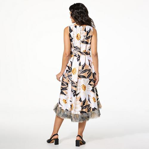 C Wonder by Christian Siriano Satin and Tulle Dress - Neutral Large Blossom