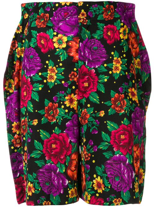 Comme Des Garçons Pre-Owned Shorts mit Blumen-Print - Schwarz