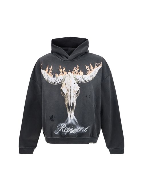 Bull Skull Graphic Hoodie — Black