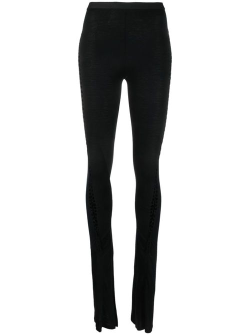 Perforated-detail mid-rise leggings - Black
