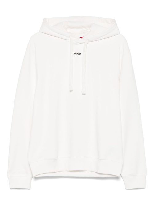 HUGO rubberised-logo hoodie - White