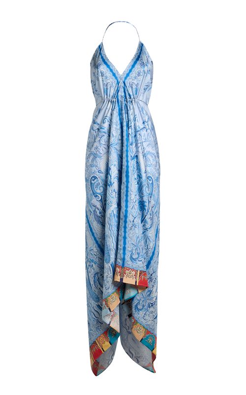 Patterned Halter Neck Midi Dress - Moda Operandi