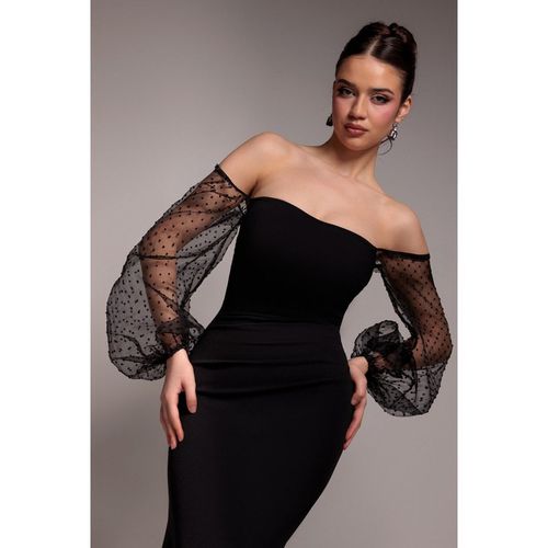 Goddiva Dobby Organza Bishop Sleeve Multiway Maxi Dress - Black