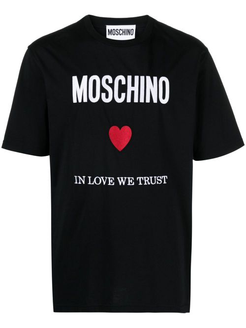 Logo-embroidered cotton T-shirt - Black