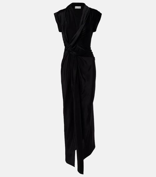 Draped asymmetric midi dress