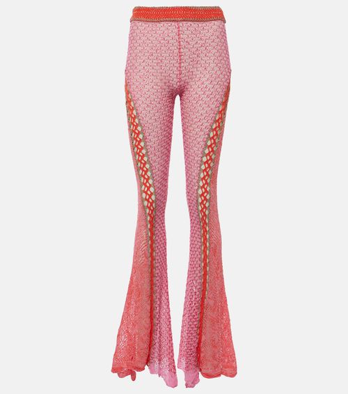 Open-knit cotton flared trousers