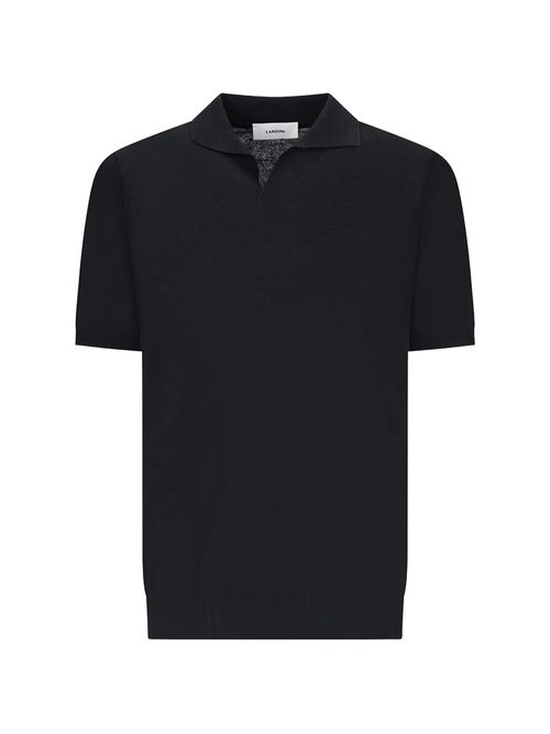 Linen-Cotton Notched Neck Short-Sleeve T-Shirt with Ribbed Hems