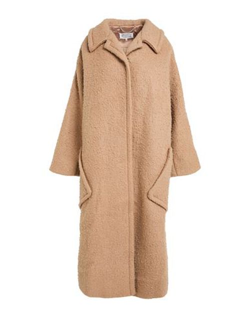 Woman Coat Camel Size 0 Mohair wool, Virgin Wool, Polyamide