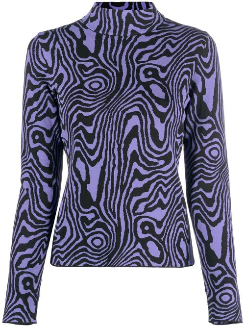 Graphic-print roll-neck jumper - Purple