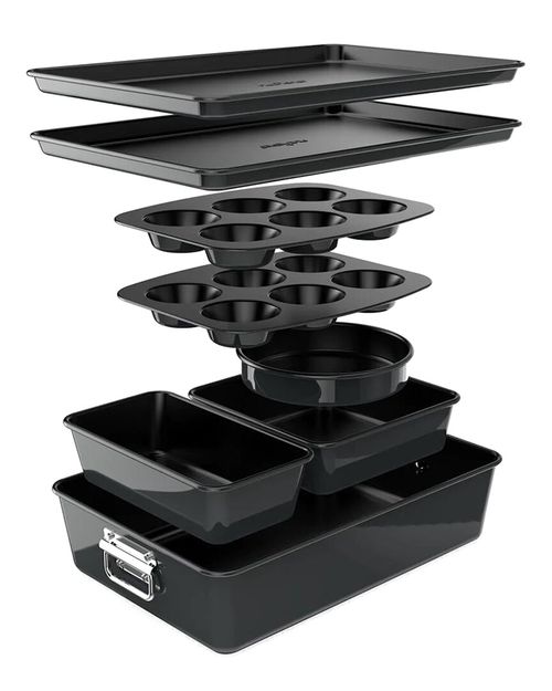 Black 8pc Stackable Carbon Steel Bakeware Set