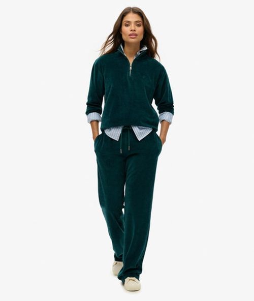 Superdry Women's Velour Wide Leg Joggers Green