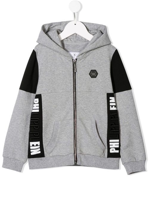 Statement logo zip front hoodie - Grey