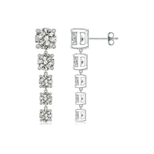 Angara 4.26 CTW Graduated Round Diamond Five-Stone Dangle Earrings in Platinum