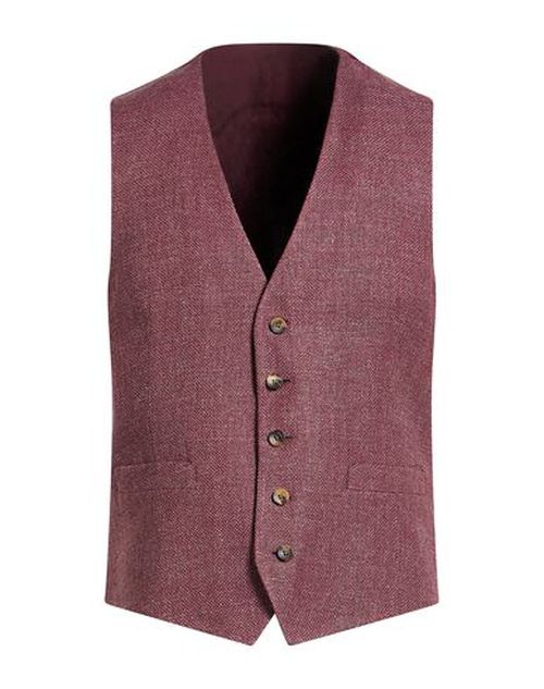 Man Tailored Vest Burgundy Size 44 Linen, Cotton, Silk