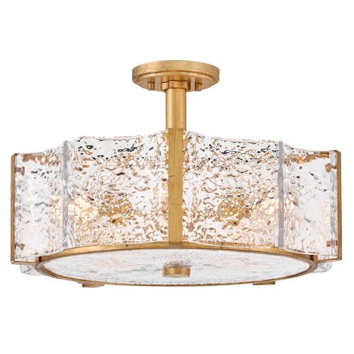 Distressed Brass LED Semi-Flush Mount from the Florian Collection