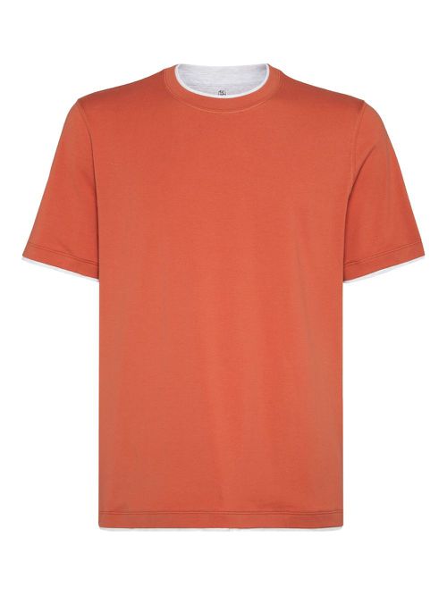 Contrast-trim crew-neck t-shirt - Orange