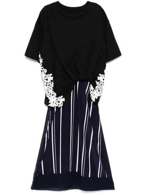 Draped T-shirt Slip Combo dress - Black