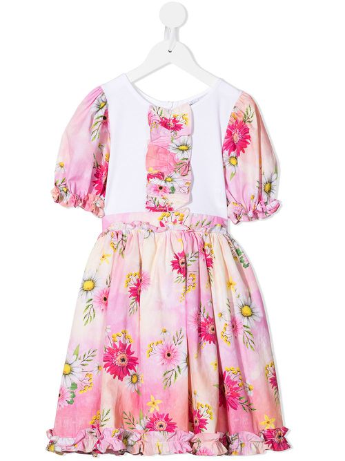 Floral-print panelled smock dress - Pink