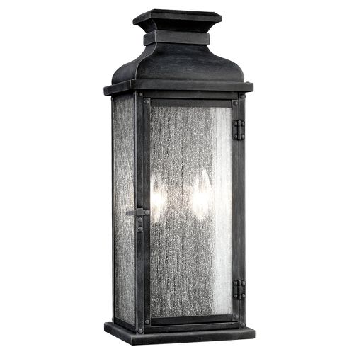Visual Comfort Studio Pediment 2-Light Outdoor Wall Light in Dark Weathered Zinc by Sean Lavin