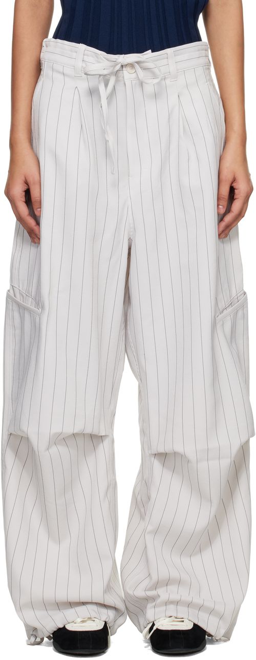 Off-White Pinstripe UT Straight Leg Lounge Pants