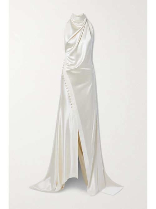 Sasha Draped Silk-charmeuse Halterneck Gown
