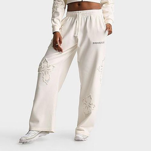 Women's NYX Oversized Wide-Leg Fleece Jogger Pants in White Alyssum