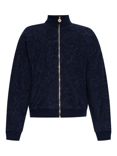 Barocco-jacquard zip-up jacket - Blue