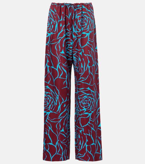 Floral jersey straight pants