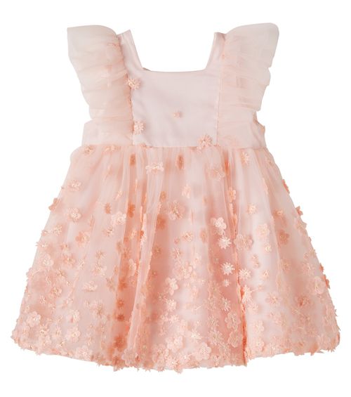 Baby floral-appliqué tulle dress