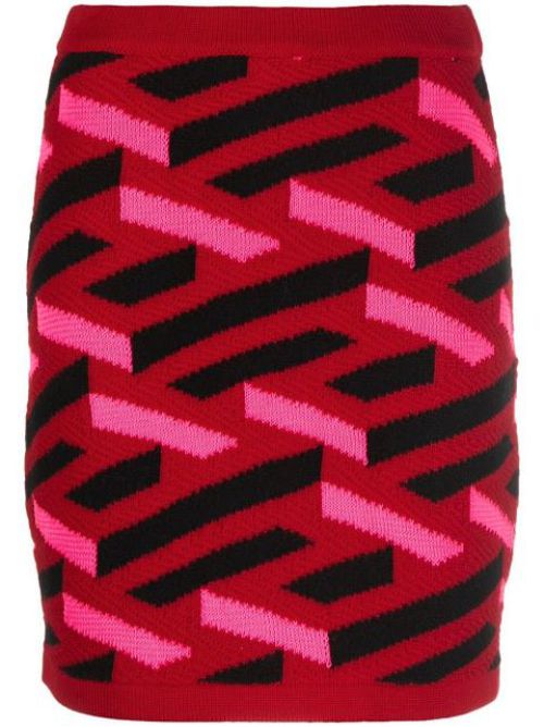 Geometric intarsia knitted skirt