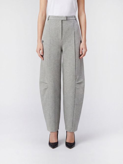 Baggy Wide-Leg Trousers in Viscose Blend with Off-Centre Closure