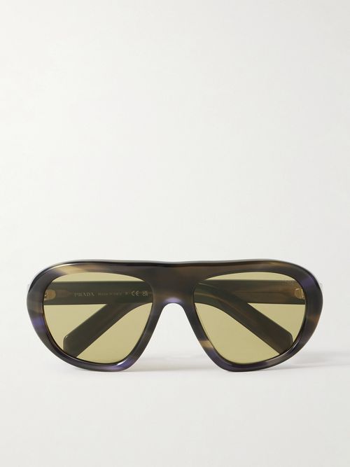 Oversized Aviator-style Acetate Sunglasses - Brown