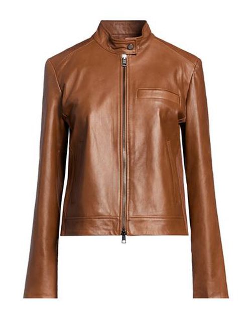 Woman Jacket Brown Size M Leather, Viscose, Elastane, Nylon