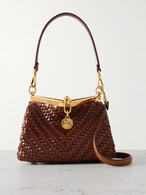 Vela Small Woven Leather Shoulder Bag