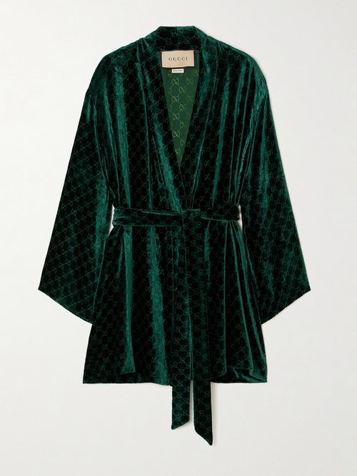 Belted Devoré-velvet Robe