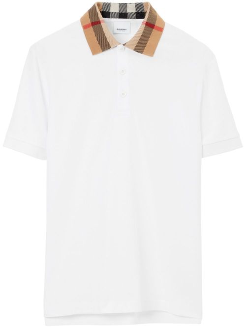 Check Collar Cotton Polo Shirt