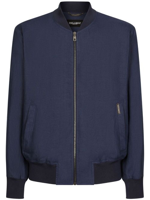 Unlined linen bomber jacket - Blue