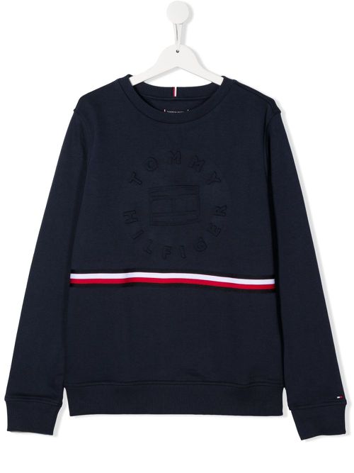 Embossed-logo long-sleeve sweatshirt - Blue