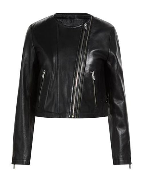 Bella Collarless Woman Jacket Black Size M Sheepskin