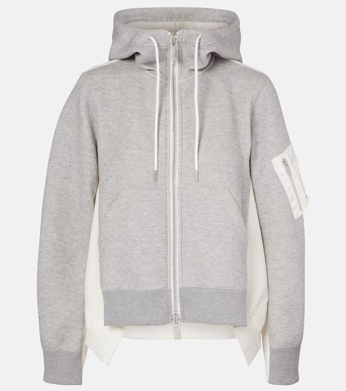 Paneled zip-up hoodie
